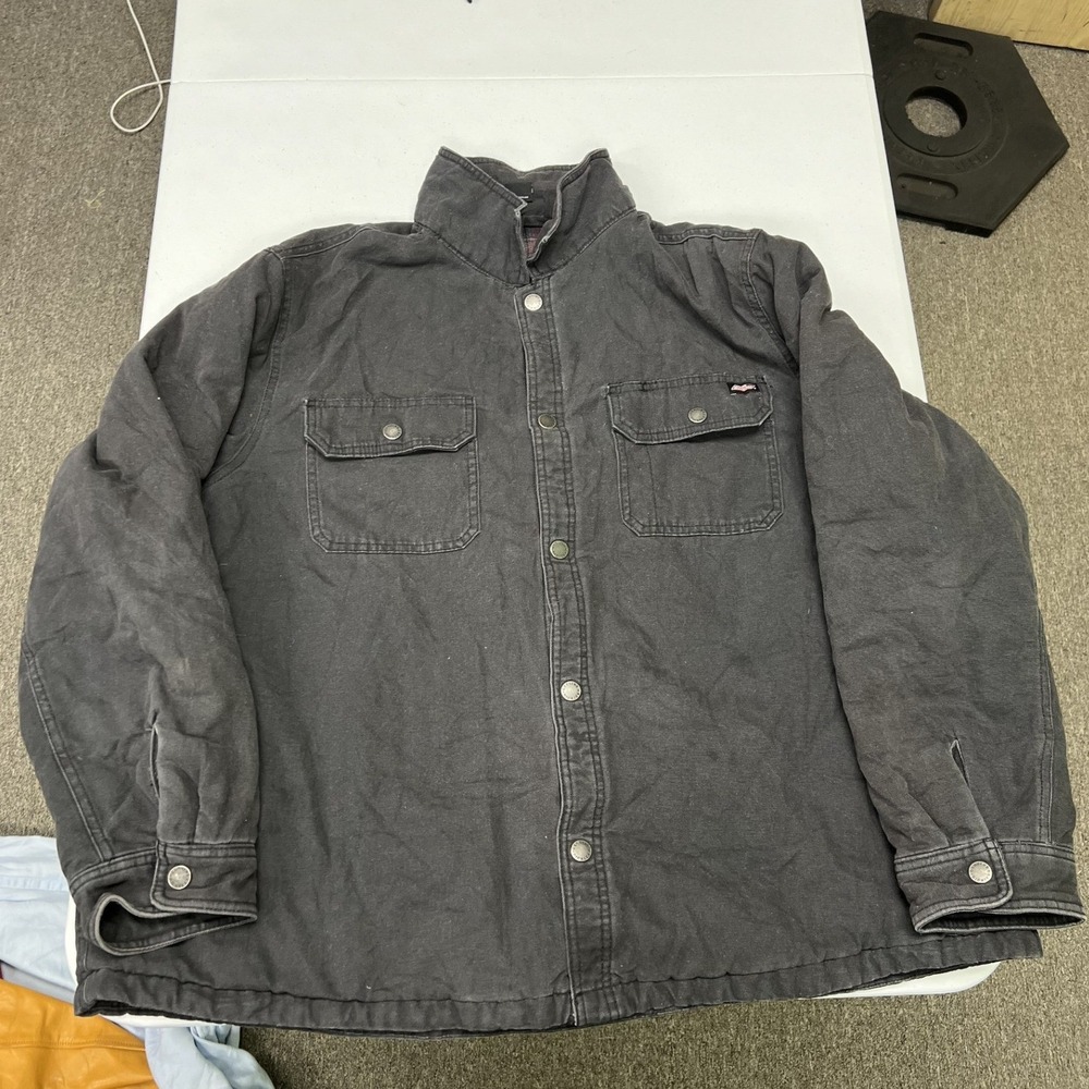 Dickies Canvas Shirt Jacket Mens 3XL Black Flannel Lined Workwear A87YYBLK